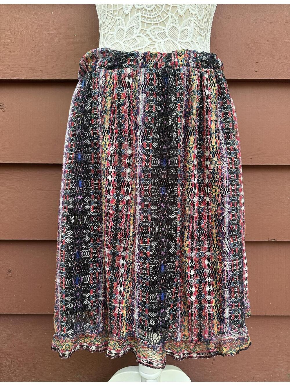 No Boundaries Vintage Multicolor Textured A Line Skirt Bohemian Festival